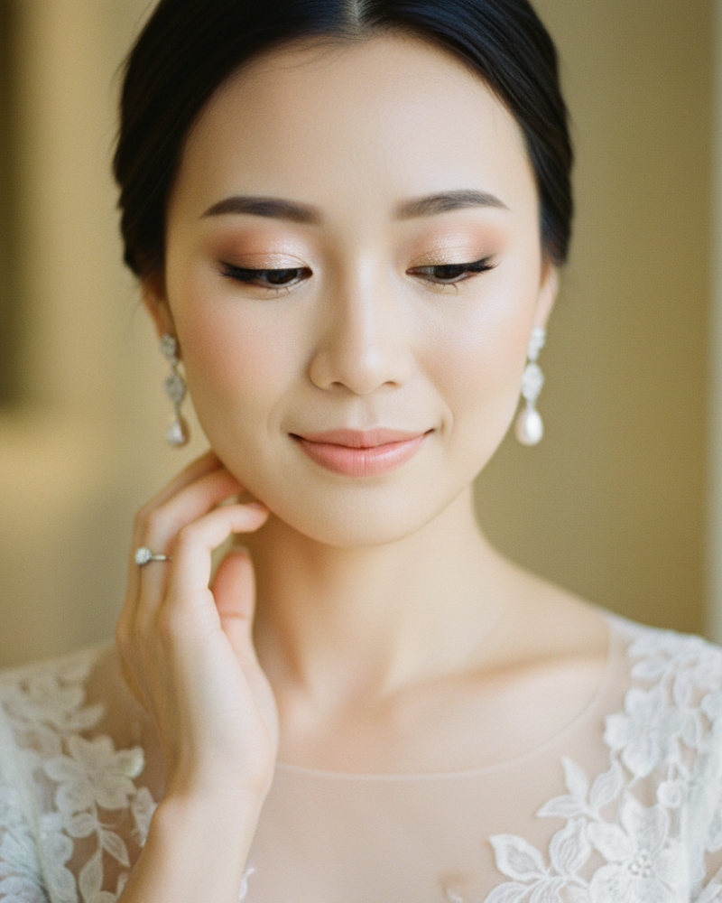 Bridal makeup look in Kuala Lumpur by Makeover Mirage, soft timeless style